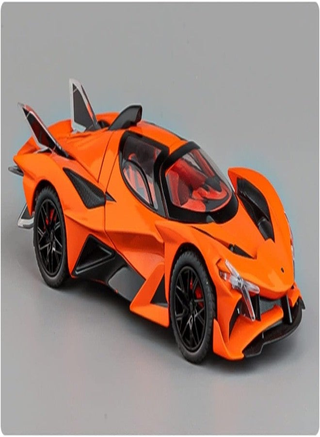 KING FORU 1:24 Scale Exclusive Alloy Metal Pull Back Die-cast Car Model with Sound Light Mini Auto Toy for Kids Metal Model Toy Car with Sound and Light (1.24 -Apollo Intensa -Orange) - Image 4